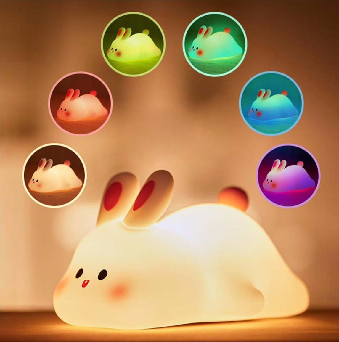 Cute Bunny Night Light — Touch Sensor Silicone Lamp