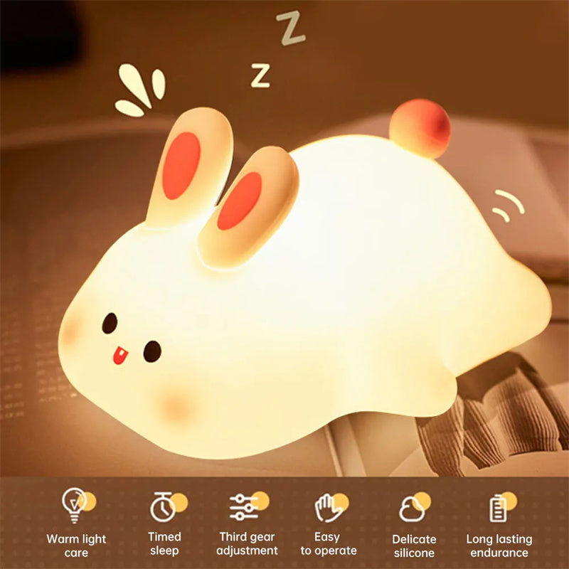 Cute Bunny Night Light — Touch Sensor Silicone Lamp
