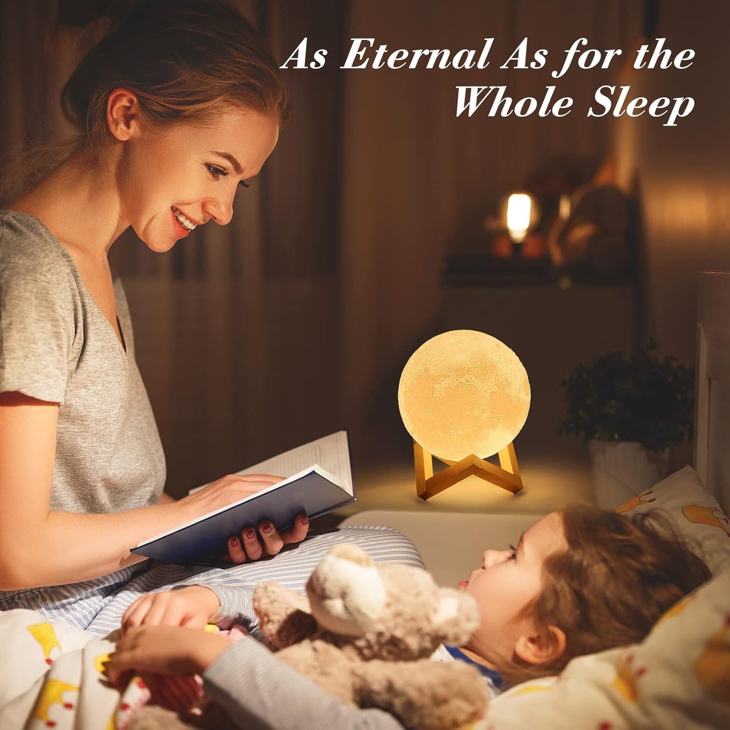 Moon Lamp 16 Colors — LED Night Light with Remote & Wood Stand