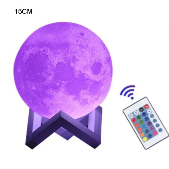 Moon Lamp 16 Colors — LED Night Light with Remote & Wood Stand