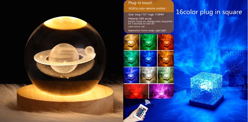 Crystal Water Ripple Lamp — 16 Colors RGB Night Light
