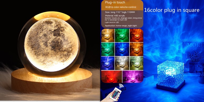 Crystal Water Ripple Lamp — 16 Colors RGB Night Light